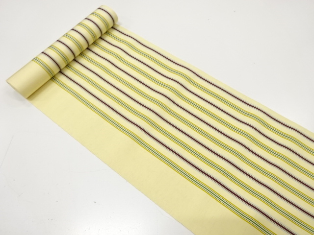 JAPANESE KIMONO / ANTIQUE BOLT FOR HASSUN OBI / SILK / WOVEN STRIPE